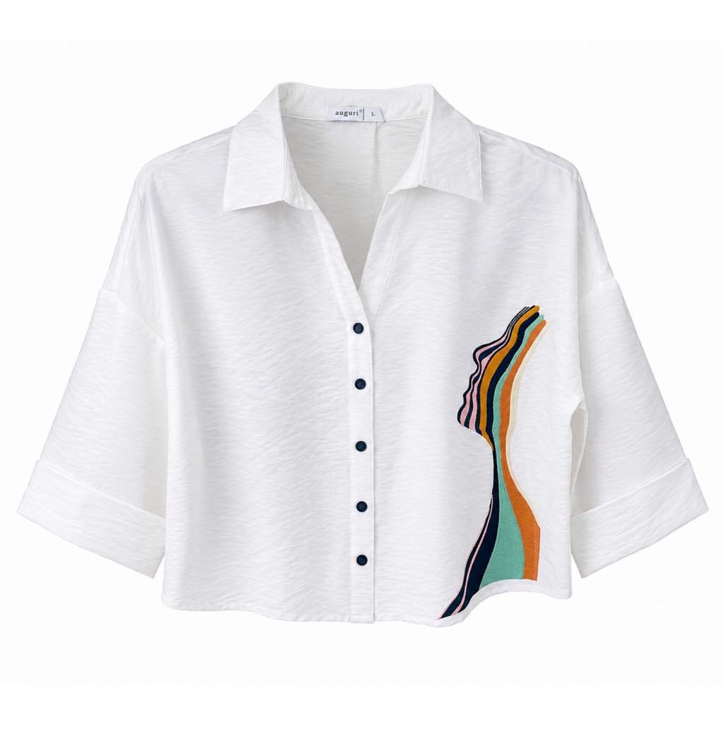 Abstract Art Oversized Shirt | White
