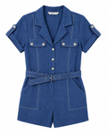 Blue Utility Belted Romper