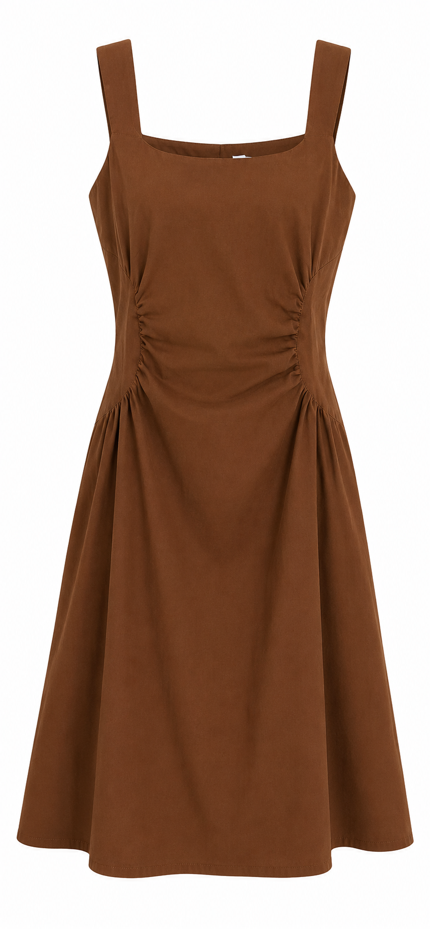 Chocolate Brown Ruched Midi Dress