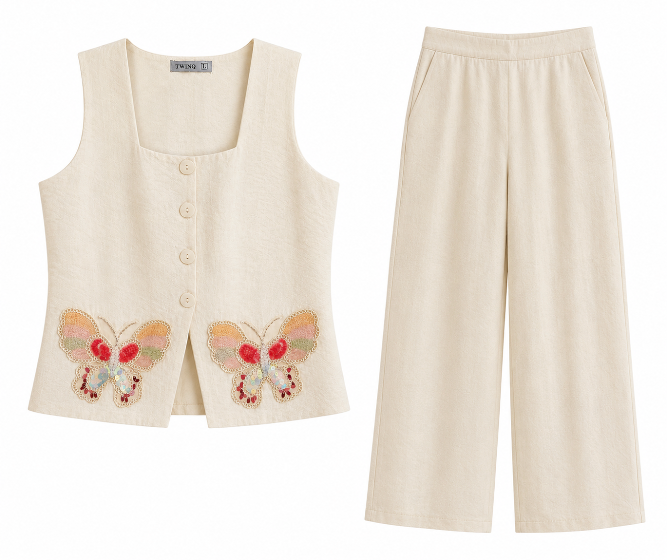 Butterfly Embroidered Co-Ord Set