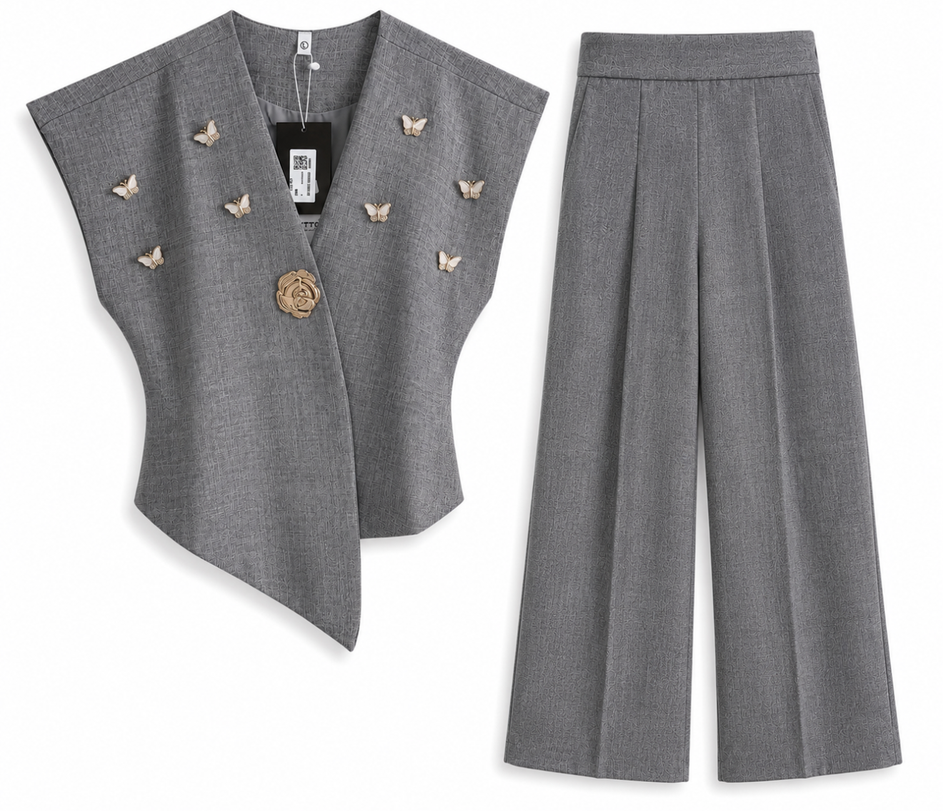 Butterfly Embellished Brown Co-Ord Set