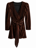 Chocolate Brown Mini Wrap Dress